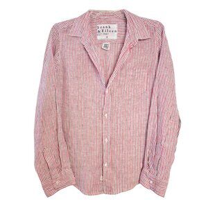 Frank & Eileen  Barry linen Red and White Striped Button Down Shirt